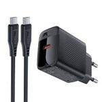 Laptop, Telefoane si Tablete - Telefoane mobile si accesorii - Accesorii Telefoane - Incarcatoare telefoane - Incarcator pentru Priza, Type-C, PD20W, GaN, Fast Charging cu Cablu USB-C - Acefast (A82) - Black - Infinity.ro