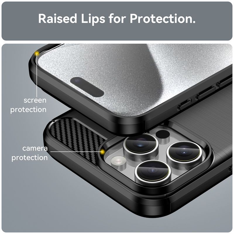 Laptop, Telefoane si Tablete - Telefoane mobile si accesorii - Accesorii Telefoane - Huse telefoane - Husa pentru iPhone 16 Pro Max - Techsuit Carbon Silicone - Black - Infinity.ro