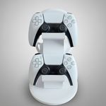 PC, gaming si accesorii - Gaming - Accesorii gaming - Accesorii console gaming - Suport Dublu Controller PlayStation5 si Casti, Stand Organizator, Alb - Infinity.ro