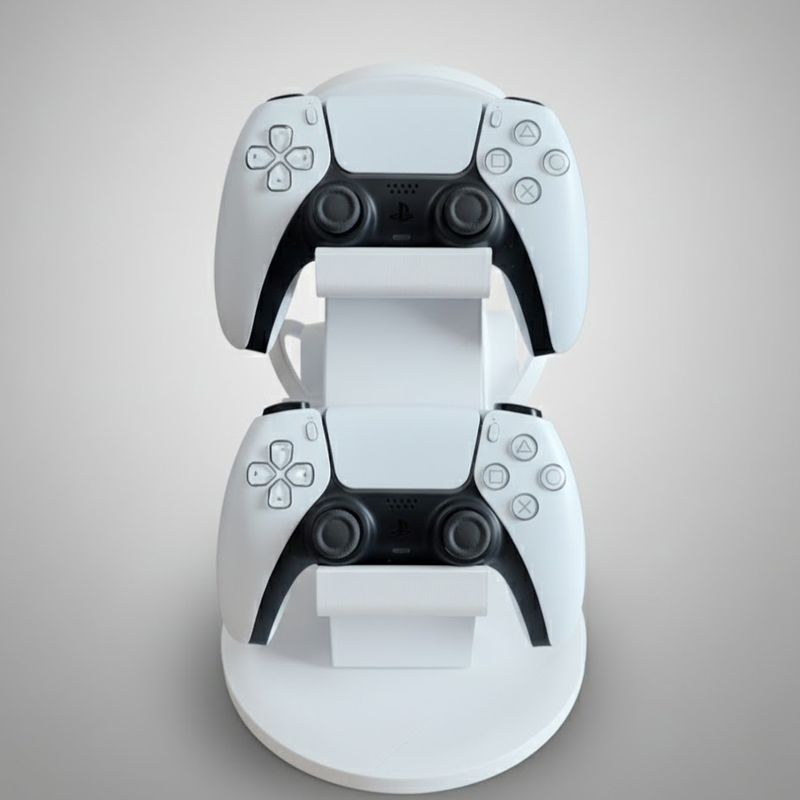 PC, gaming si accesorii - Gaming - Accesorii gaming - Accesorii console gaming - Suport Dublu Controller PlayStation5 si Casti, Stand Organizator, Alb - Infinity.ro