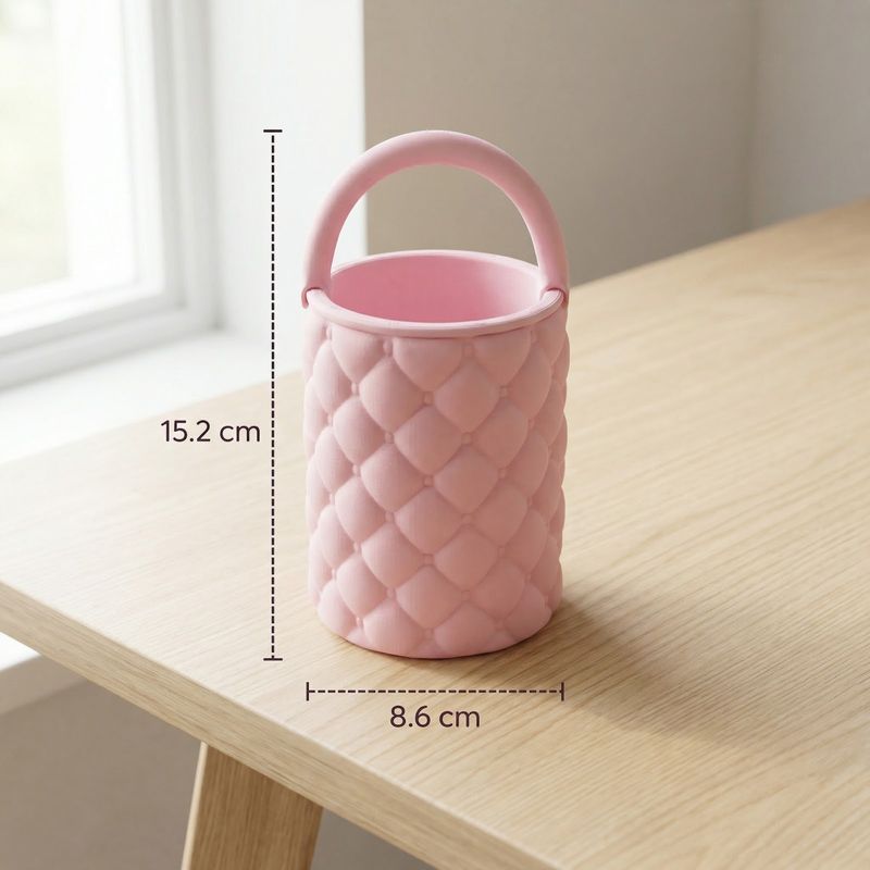 Carti si Birotica - Birotica - Accesorii de birou - Suporturi accesorii birou - Organizator Birou cu Textura Matlasata, Roz, 15 cm - Infinity.ro