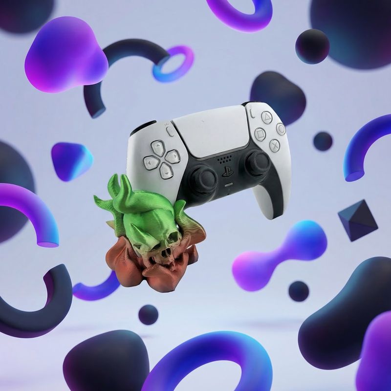 PC, gaming si accesorii - Gaming - Accesorii gaming - Accesorii console gaming - Suport Controller cu Design Craniu, Verde, 10cm - Infinity.ro