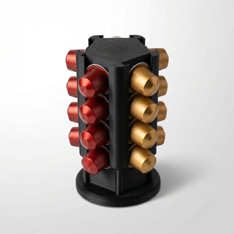 Electronice si Electrocasnice - Electrocasnice bucatarie - Preparare bauturi - Accesorii si consumabile aparate preparare bauturi - Suport Rotativ Mini pentru 20 Capsule Cafea, Negru, 11 cm - Infinity.ro