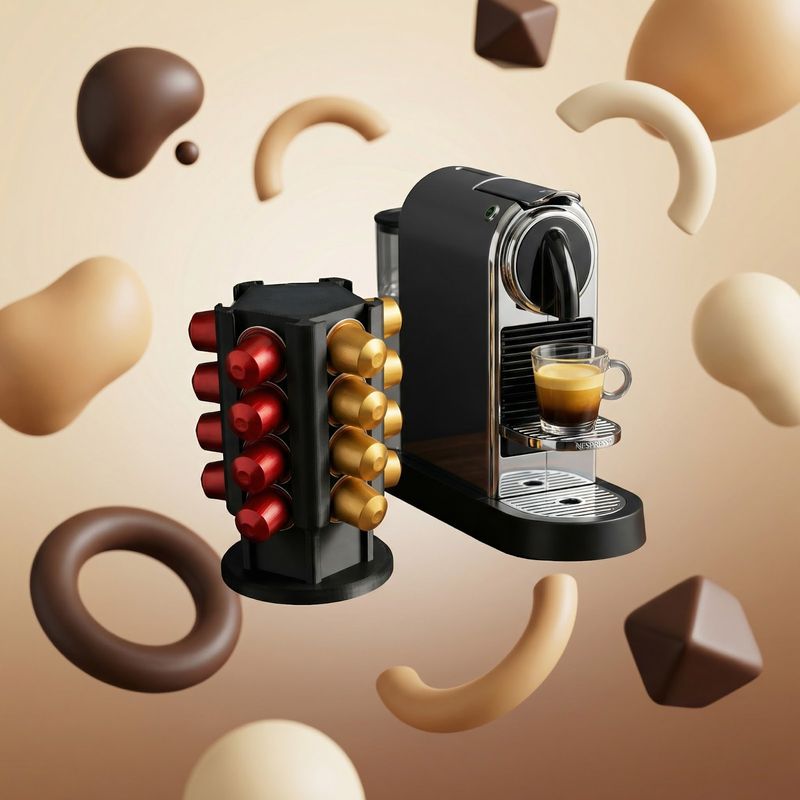 Electronice si Electrocasnice - Electrocasnice bucatarie - Preparare bauturi - Accesorii si consumabile aparate preparare bauturi - Suport Rotativ Mini pentru 20 Capsule Cafea, Negru, 11 cm - Infinity.ro