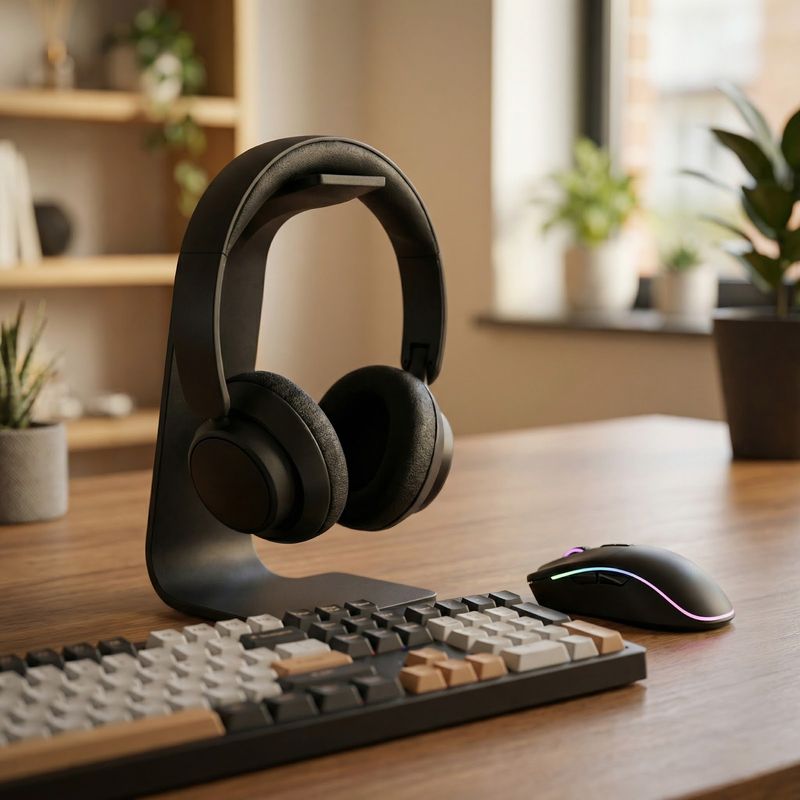 PC, gaming si accesorii - Periferice PC - Periferice Diverse - Suport casti cantilever, negru, 24 cm - Infinity.ro