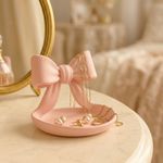 Fashion, accesorii si bijuterii - Femei - Bijuterii femei - Cutii bijuterii - Tavita Eleganta pentru Bijuterii cu Funda, Roz Pudrat, 12 cm - Infinity.ro