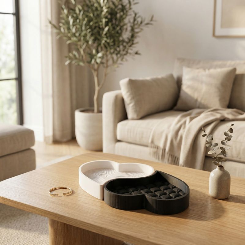 Casa si Gradina - Decoratiuni - Obiecte decorative - Accesorii decorative - Tava Decorativa in Forma de Inima, Negru, 17 cm - Infinity.ro