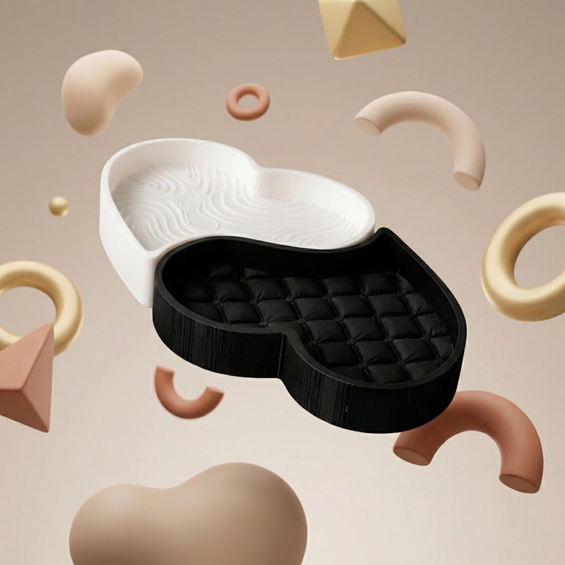 Casa si Gradina - Decoratiuni - Obiecte decorative - Accesorii decorative - Tava Decorativa in Forma de Inima, Negru, 17 cm - Infinity.ro