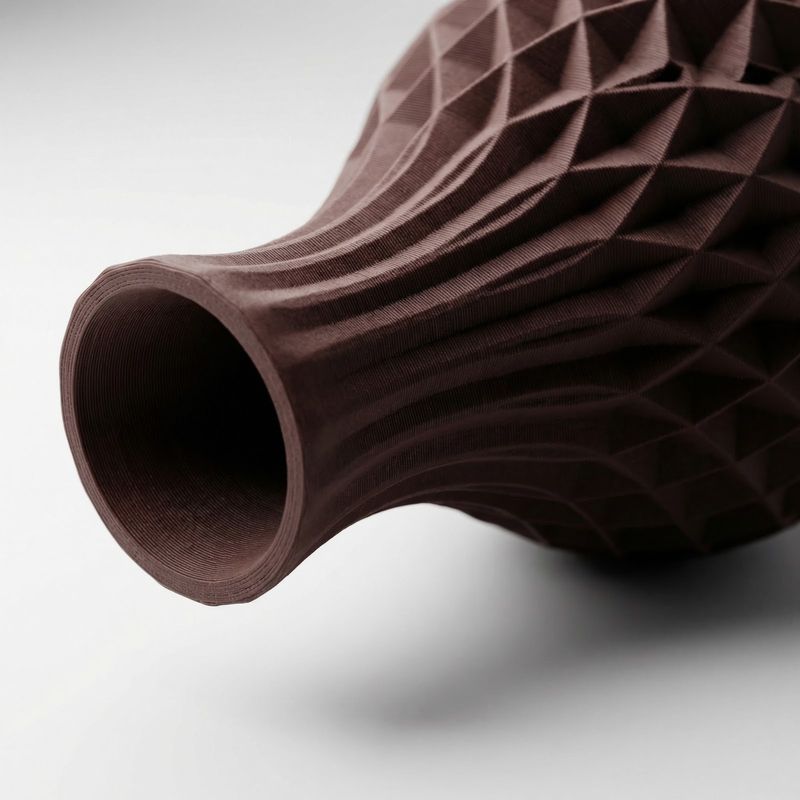 Casa si Gradina - Decoratiuni - Obiecte decorative - Vaze si boluri decorative - Vaza Decorativa cu Textura Geometrica, Maro, 25 cm - Infinity.ro