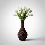 Casa si Gradina - Decoratiuni - Obiecte decorative - Vaze si boluri decorative - Vaza Decorativa cu Textura Geometrica, Maro, 25 cm - Infinity.ro
