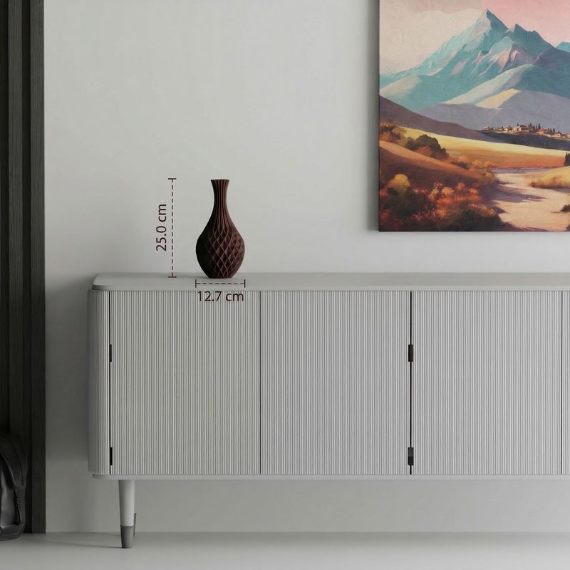 Casa si Gradina - Decoratiuni - Obiecte decorative - Vaze si boluri decorative - Vaza Decorativa cu Textura Geometrica, Maro, 25 cm - Infinity.ro