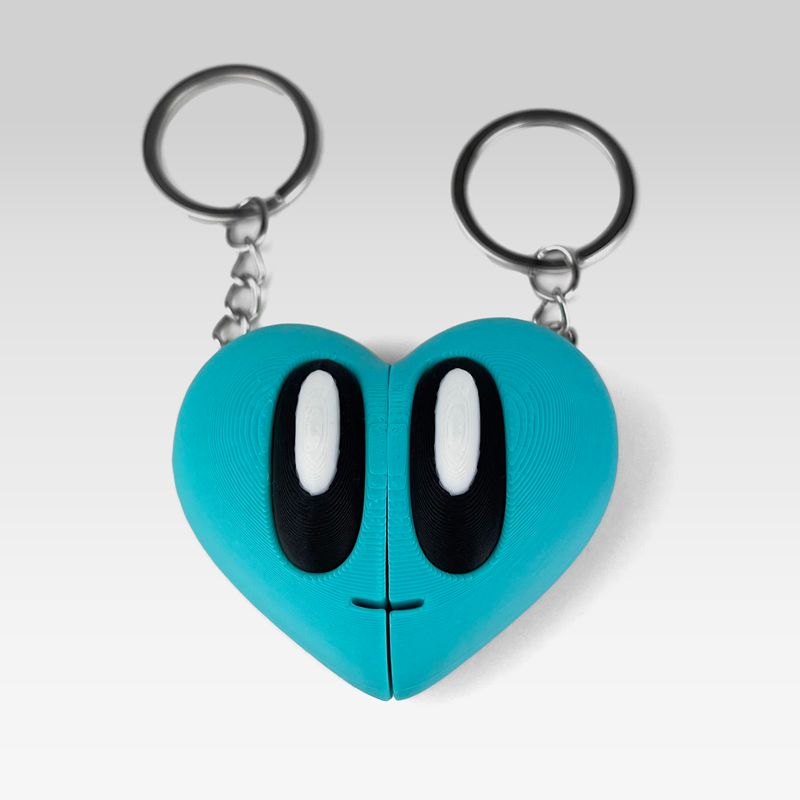 Market - Cadouri - Suveniruri - Set Brelocuri Inima Valentine's Day / Ziua Indragostitilor cu Magnet, 3D, Albastru - Infinity.ro