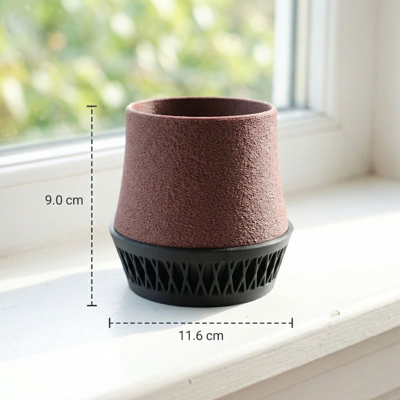 Casa si Gradina - Gradinarit si plante - Plante si ghivece - Ghivece si suporturi - Ghiveci Decorativ Minimalist cu Tavita, Negru, 12 cm - Infinity.ro