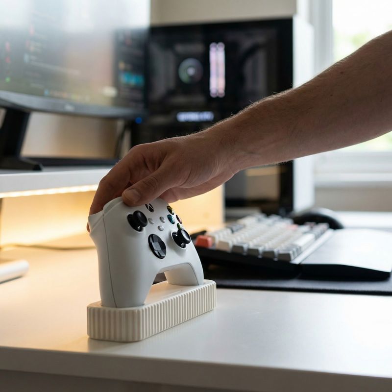 PC, gaming si accesorii - Gaming - Accesorii gaming - Accesorii console gaming - Suport Controller, Alb, 17cm, Design Modern, Printat 3D - Infinity.ro