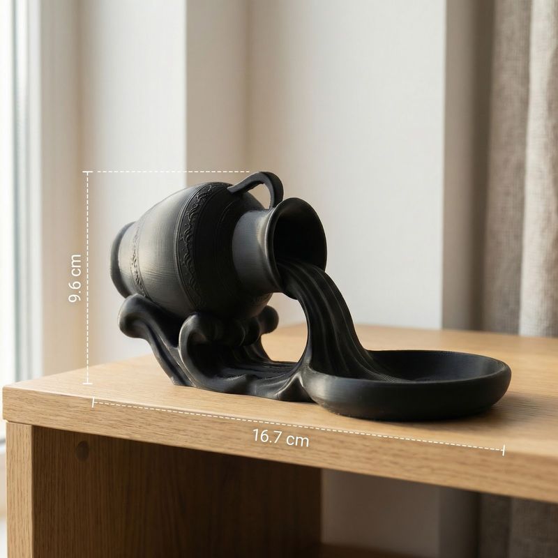 Casa si Gradina - Decoratiuni - Obiecte decorative - Accesorii decorative - Tava Decorativa Sculpturala cu Efect de Varsare, Negru, 17 cm - Infinity.ro