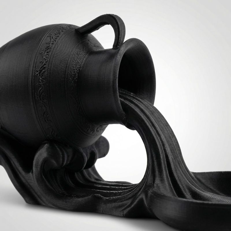 Casa si Gradina - Decoratiuni - Obiecte decorative - Accesorii decorative - Tava Decorativa Sculpturala cu Efect de Varsare, Negru, 17 cm - Infinity.ro