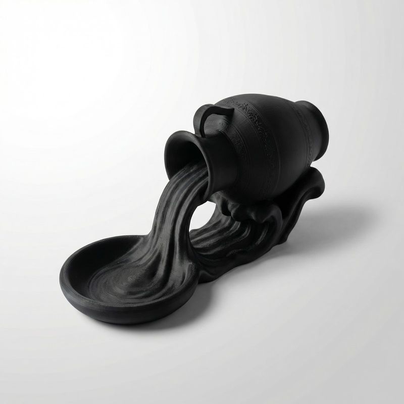 Casa si Gradina - Decoratiuni - Obiecte decorative - Accesorii decorative - Tava Decorativa Sculpturala cu Efect de Varsare, Negru, 17 cm - Infinity.ro