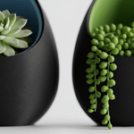 Casa si Gradina - Gradinarit si plante - Plante si ghivece - Ghivece si suporturi - Ghiveci decorativ tip ou, culoare Midnight Onyx & Artic Blue, plastic PLA, 16 cm inaltime - Infinity.ro