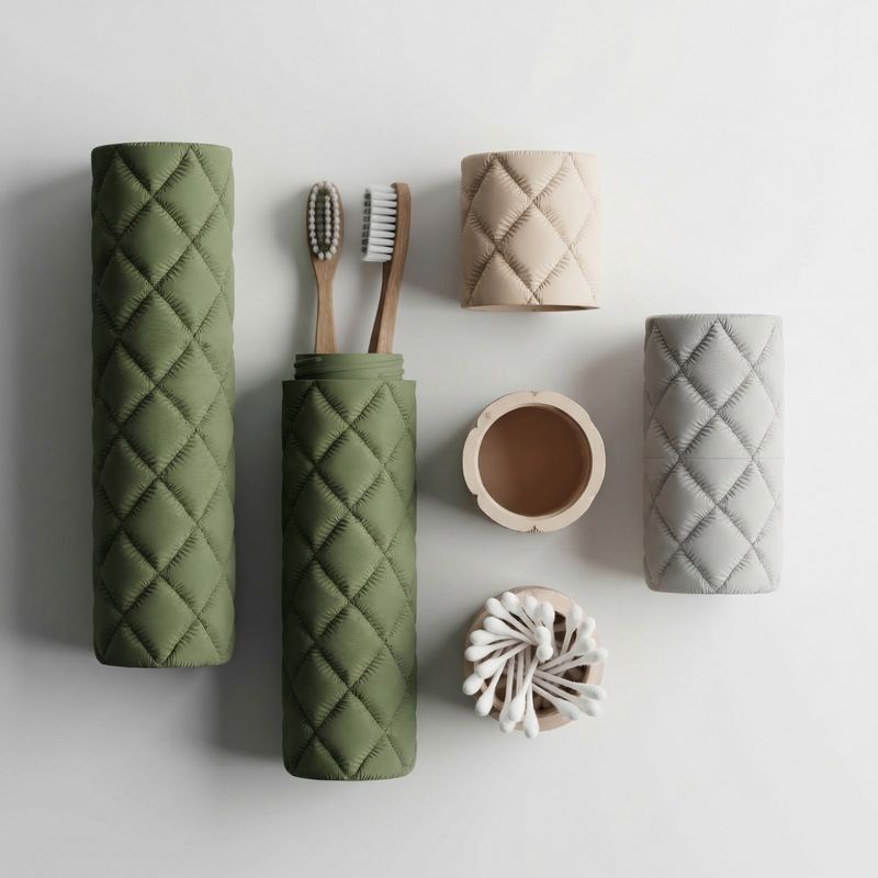 Casa si Gradina - Mobilier - Organizare si depozitare - Cutii depozitare - Cutie Depozitare de Voiaj cu Textura Matlasata, Verde, 5 cm - Infinity.ro