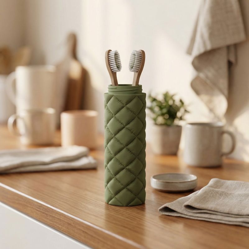 Casa si Gradina - Mobilier - Organizare si depozitare - Cutii depozitare - Cutie Depozitare de Voiaj cu Textura Matlasata, Verde, 5 cm - Infinity.ro