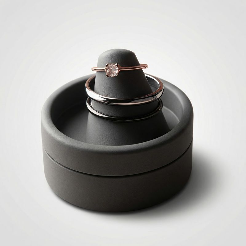 Fashion, accesorii si bijuterii - Femei - Bijuterii femei - Cutii bijuterii - Suport Inele Elegant, Negru, 6 cm - Infinity.ro