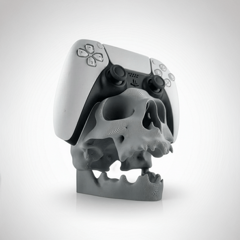 PC, gaming si accesorii - Gaming - Accesorii gaming - Accesorii console gaming - Suport de perete pentru controller PS5 si casti gaming, design craniu, gri, 111x137x89mm - Infinity.ro