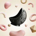 Casa si Gradina - Decoratiuni - Obiecte decorative - Vaze si boluri decorative - Bol Decorativ cu Textura Lunara, Negru, 17 cm - Infinity.ro