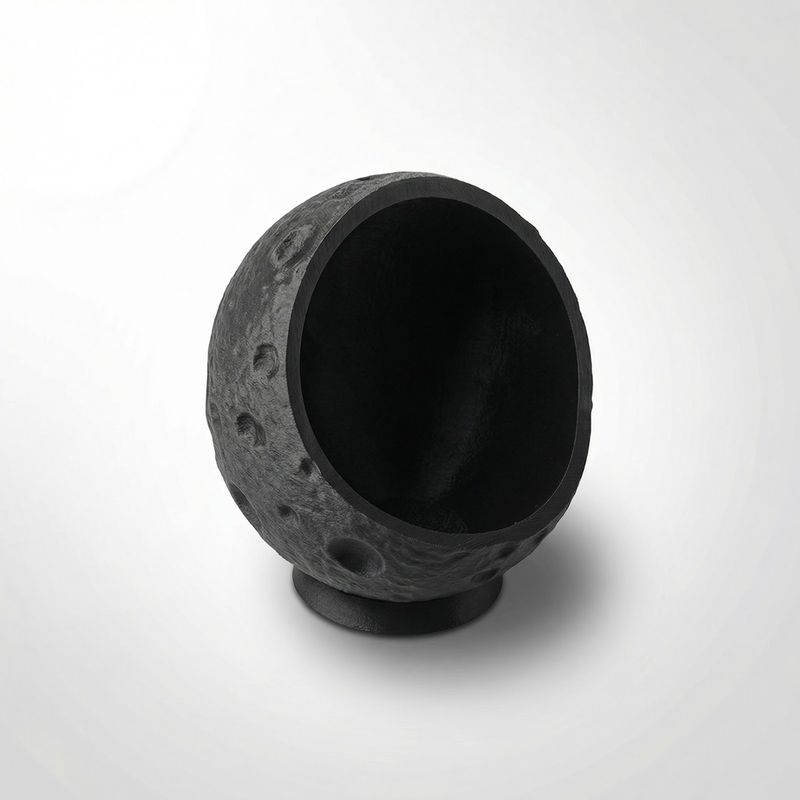 Casa si Gradina - Decoratiuni - Obiecte decorative - Vaze si boluri decorative - Bol Decorativ cu Textura Lunara, Negru, 17 cm - Infinity.ro