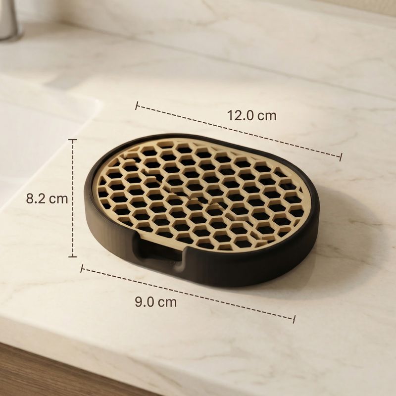 Casa si Gradina - Sanitare - Suporturi si accesorii baie - Accesorii baie - Sapuniera Geometrica Hexagonala, Bej, 12 cm - Infinity.ro