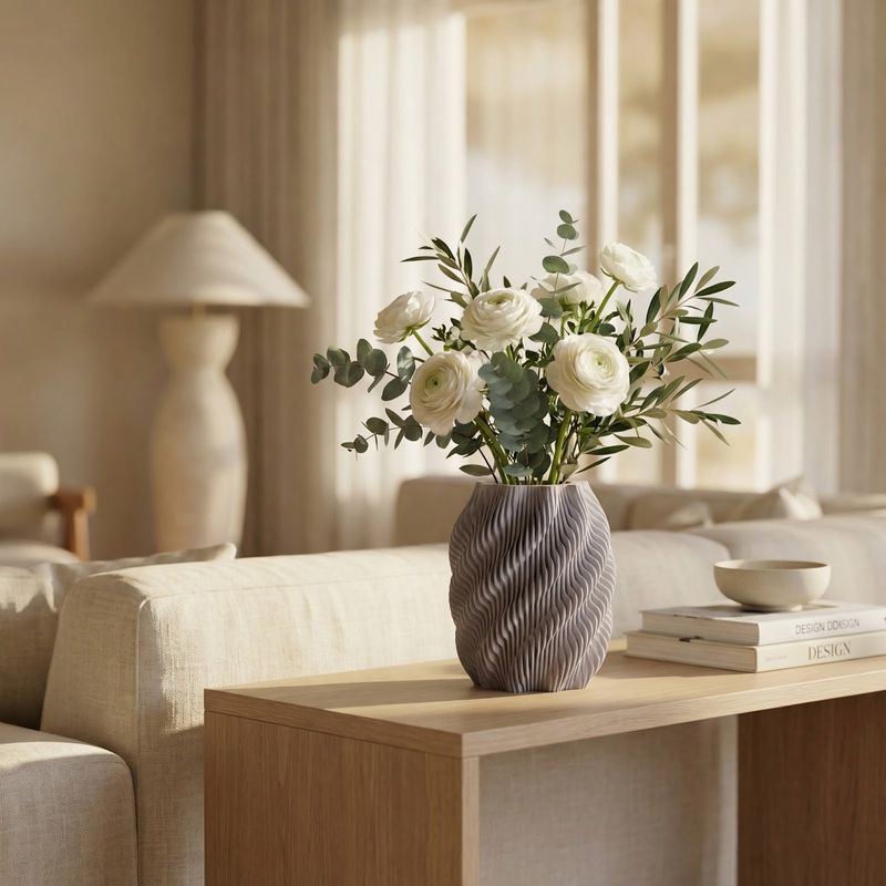 Casa si Gradina - Decoratiuni - Obiecte decorative - Vaze si boluri decorative - Vaza Decorativa cu Valuri Sculpturale, Gri, 20 cm - Infinity.ro