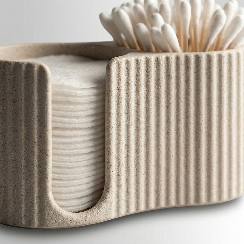 Casa si Gradina - Sanitare - Suporturi si accesorii baie - Accesorii baie - Dozator elegant pentru dischete si batisoare, alb, 12 cm - Infinity.ro