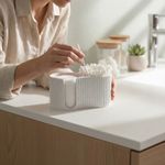 Casa si Gradina - Sanitare - Suporturi si accesorii baie - Accesorii baie - Dozator elegant pentru dischete si batisoare, alb, 12 cm - Infinity.ro