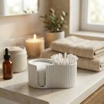 Casa si Gradina - Sanitare - Suporturi si accesorii baie - Accesorii baie - Dozator elegant pentru dischete si batisoare, alb, 12 cm - Infinity.ro