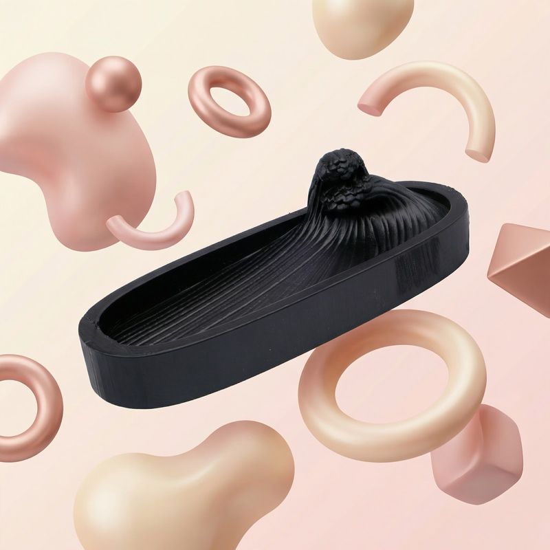Fashion, accesorii si bijuterii - Femei - Bijuterii femei - Cutii bijuterii - Tavita pentru Bijuterii cu Model Val, Negru, 15 cm - Infinity.ro