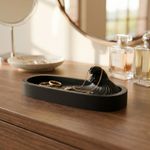 Fashion, accesorii si bijuterii - Femei - Bijuterii femei - Cutii bijuterii - Tavita pentru Bijuterii cu Model Val, Negru, 15 cm - Infinity.ro