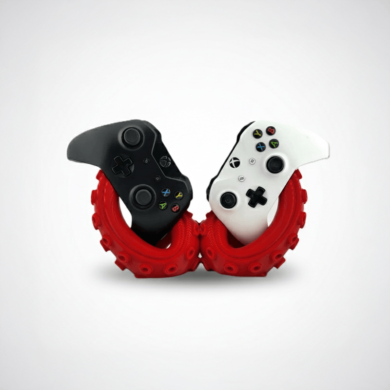 PC, gaming si accesorii - Gaming - Accesorii gaming - Accesorii console gaming - Suport Dublu Controller Xbox, pentru birou, design Kraken, rosu - Infinity.ro