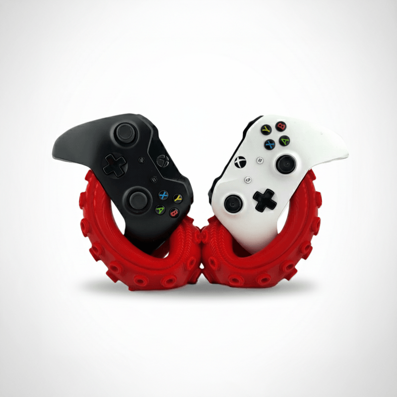 PC, gaming si accesorii - Gaming - Accesorii gaming - Accesorii console gaming - Suport Dublu Controller Xbox, pentru birou, design Kraken, rosu - Infinity.ro
