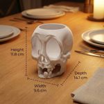 Casa si Gradina - Bucatarie si vesela - Accesorii bar - Suporturi bauturi - Suport Doza Decorativ cu Craniu, Alb, 14 cm - Infinity.ro