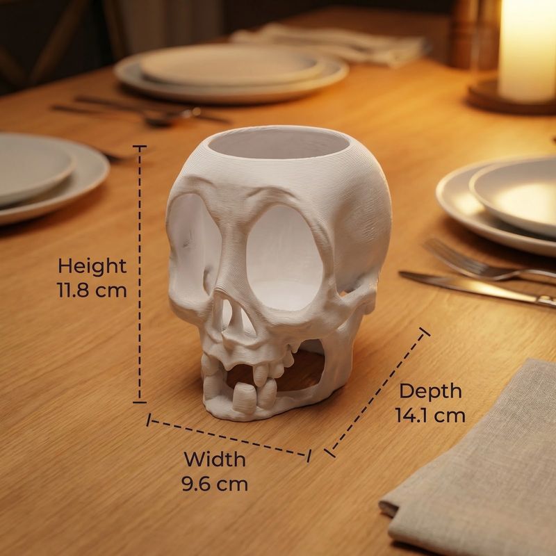 Casa si Gradina - Bucatarie si vesela - Accesorii bar - Suporturi bauturi - Suport Doza Decorativ cu Craniu, Alb, 14 cm - Infinity.ro