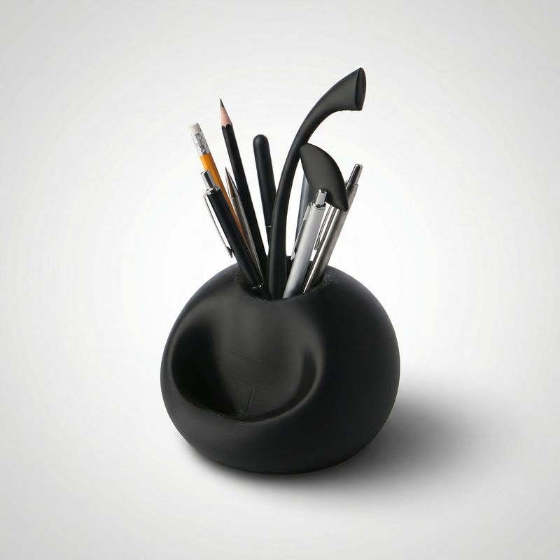 Carti si Birotica - Birotica - Accesorii de birou - Suporturi accesorii birou - Organizator birou, negru, forma de fruct, plastic ecologic PLA, 17 cm - Infinity.ro