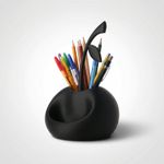 Carti si Birotica - Birotica - Accesorii de birou - Suporturi accesorii birou - Organizator birou, negru, forma de fruct, plastic ecologic PLA, 17 cm - Infinity.ro