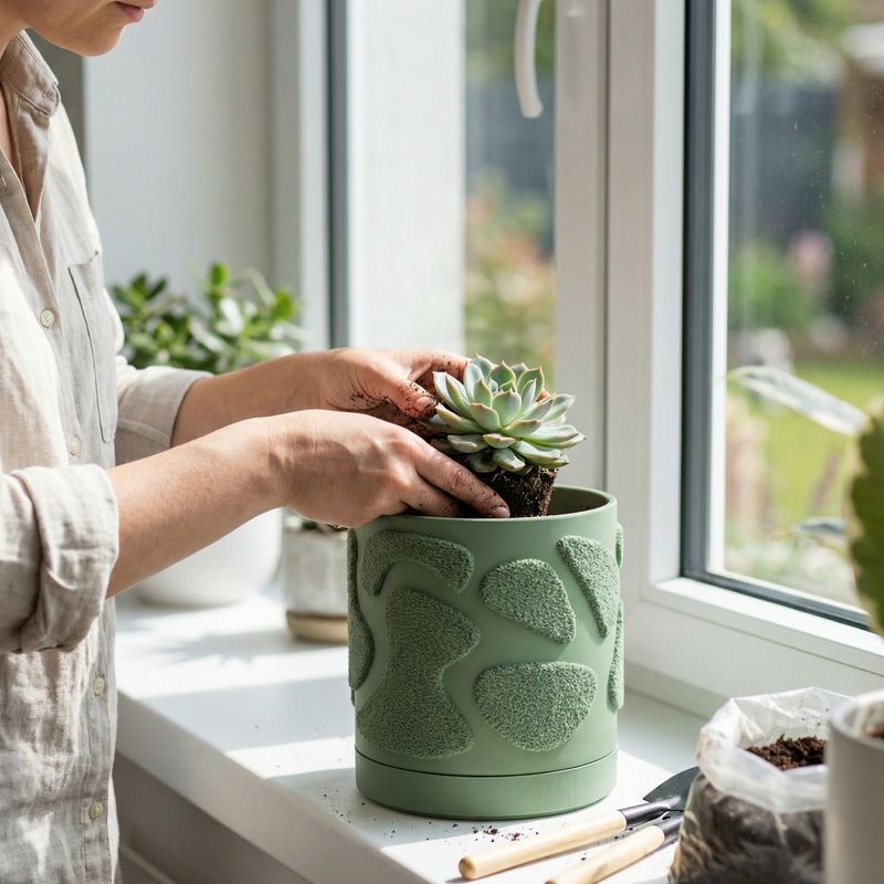 Casa si Gradina - Gradinarit si plante - Plante si ghivece - Ghivece si suporturi - Ghiveci decorativ verde, 14 cm, cu drenaj integrat, textura organica - Infinity.ro