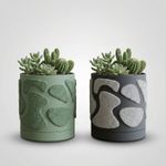 Casa si Gradina - Gradinarit si plante - Plante si ghivece - Ghivece si suporturi - Ghiveci decorativ verde, 14 cm, cu drenaj integrat, textura organica - Infinity.ro