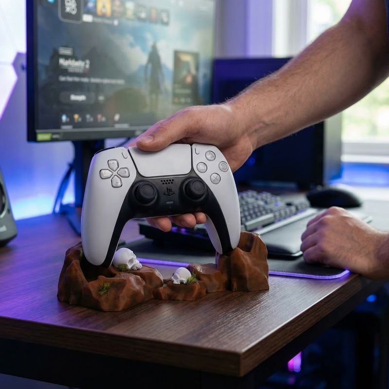 PC, gaming si accesorii - Gaming - Accesorii gaming - Accesorii console gaming - Suport Controller cu Design Canion, Maro, 19 cm - Infinity.ro