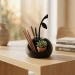 Carti si Birotica - Birotica - Accesorii de birou - Suporturi accesorii birou - Organizator birou, negru, forma de fruct, plastic ecologic PLA, 17 cm - Infinity.ro