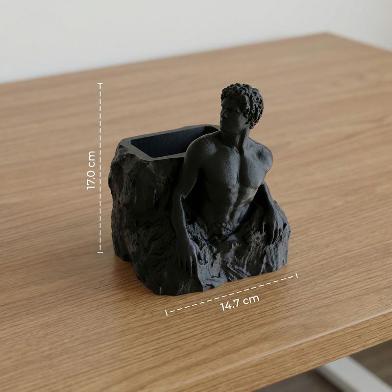Carti si Birotica - Birotica - Accesorii de birou - Suporturi accesorii birou - Suport Pixuri Sculptural, Negru, 17 cm - Infinity.ro