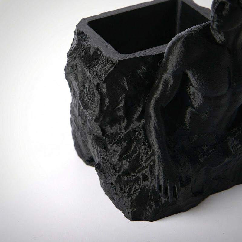 Carti si Birotica - Birotica - Accesorii de birou - Suporturi accesorii birou - Suport Pixuri Sculptural, Negru, 17 cm - Infinity.ro