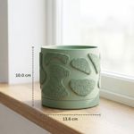 Casa si Gradina - Gradinarit si plante - Plante si ghivece - Ghivece si suporturi - Ghiveci decorativ verde, 14 cm, cu drenaj integrat, textura organica - Infinity.ro