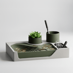 Carti si Birotica - Birotica - Accesorii de birou - Suporturi accesorii birou - Organizator Birou Multifunctional, Verde & Gri, 24 cm - Infinity.ro