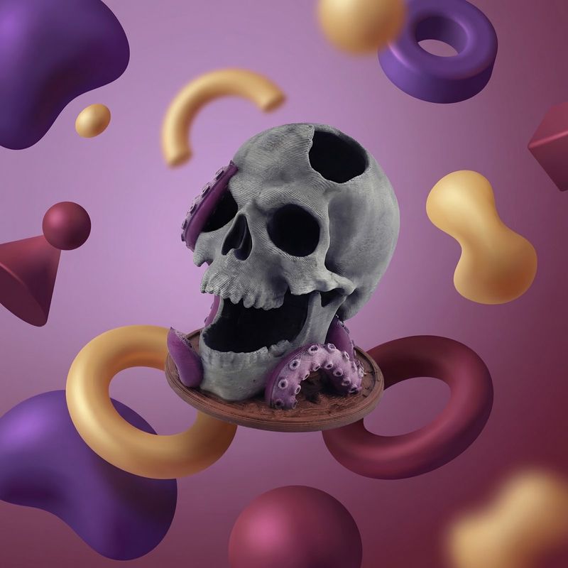 Jucarii, Copii si Bebe - Jucarii si jocuri - Jocuri si puzzle - Jocuri de societate - Turn de Zaruri Fantezie cu Craniu si Tentacule, Gri, 13 cm - Infinity.ro